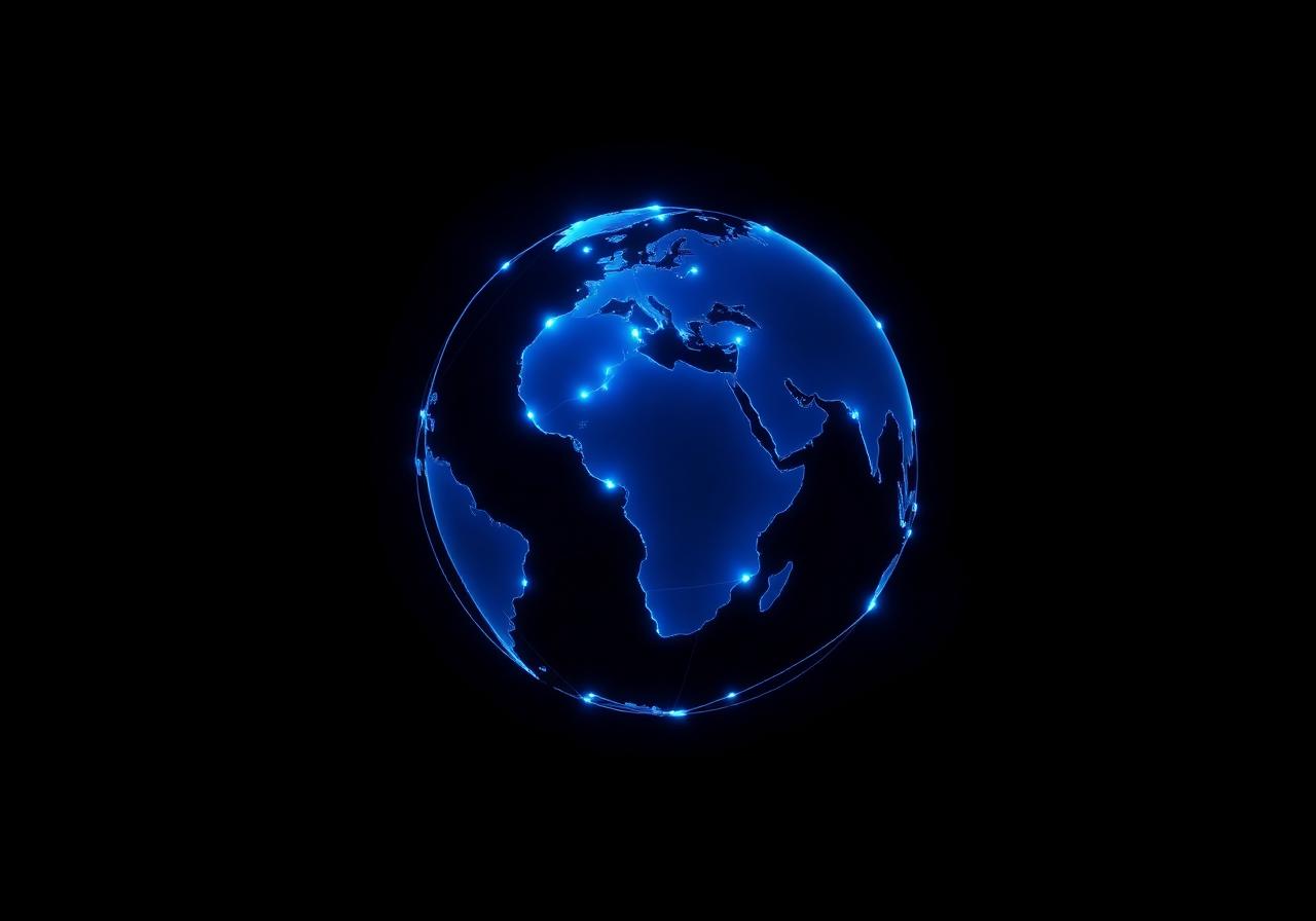Globo digital iluminado representando domínio próprio