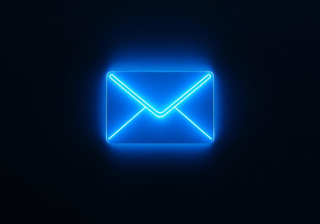 Ícone de envelope luminoso representando e-mail integrado